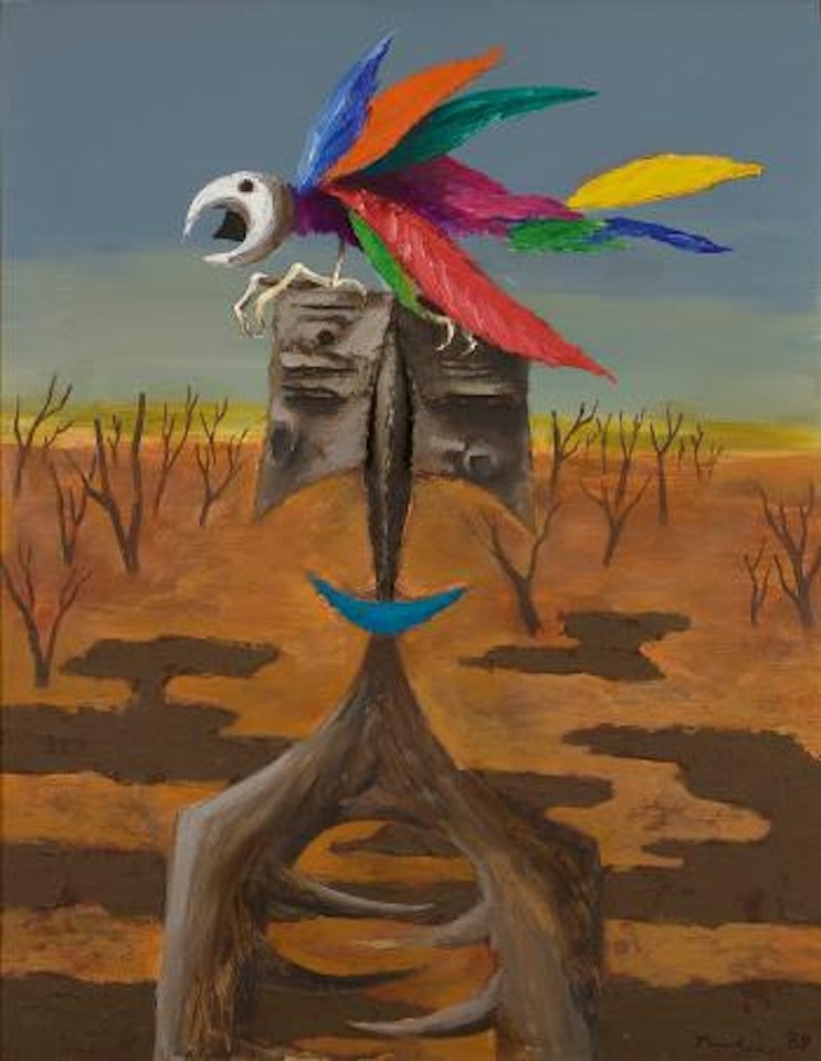 Faun attacked by a parrot 2 by Albert Tucker