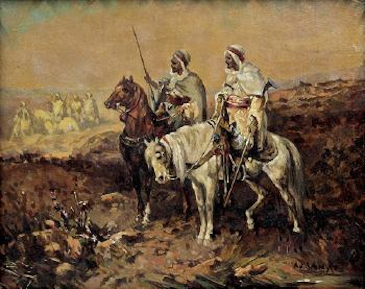 Orientalist Scene with Horsemen by Adolf Schreyer