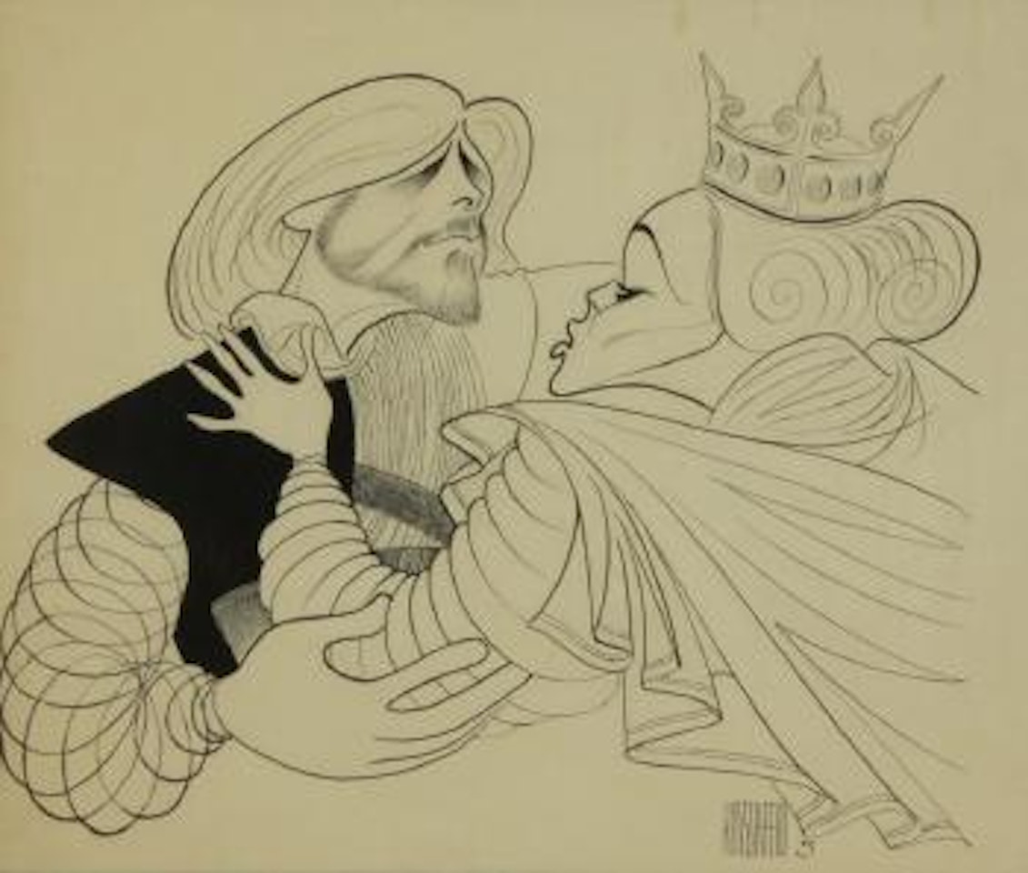 Philip Anglin and Maureen Anderman in Macbeth at the Vivian Beaumont by Al Hirschfeld