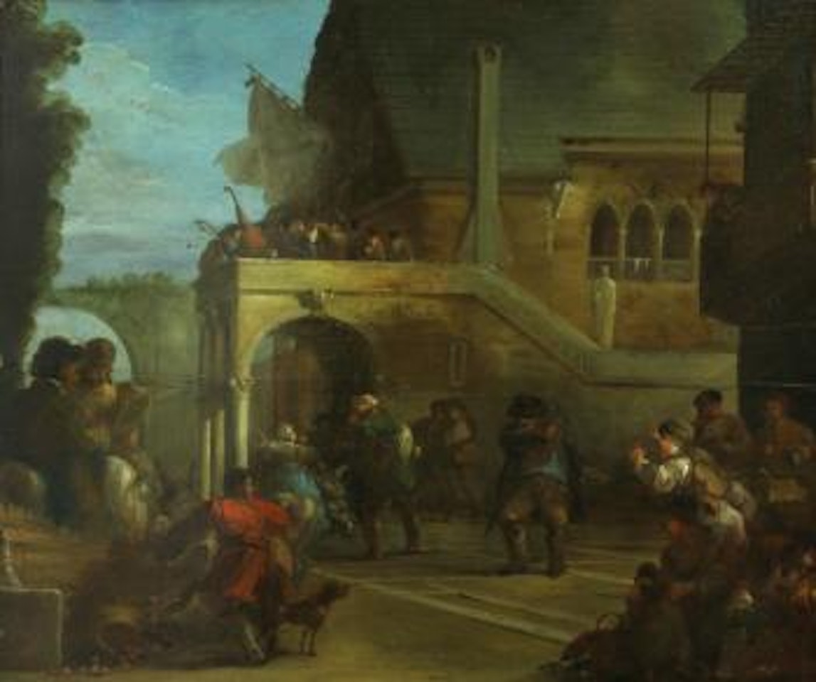 A skirmish in a courtyard by Giuseppe Bernardino Bison
