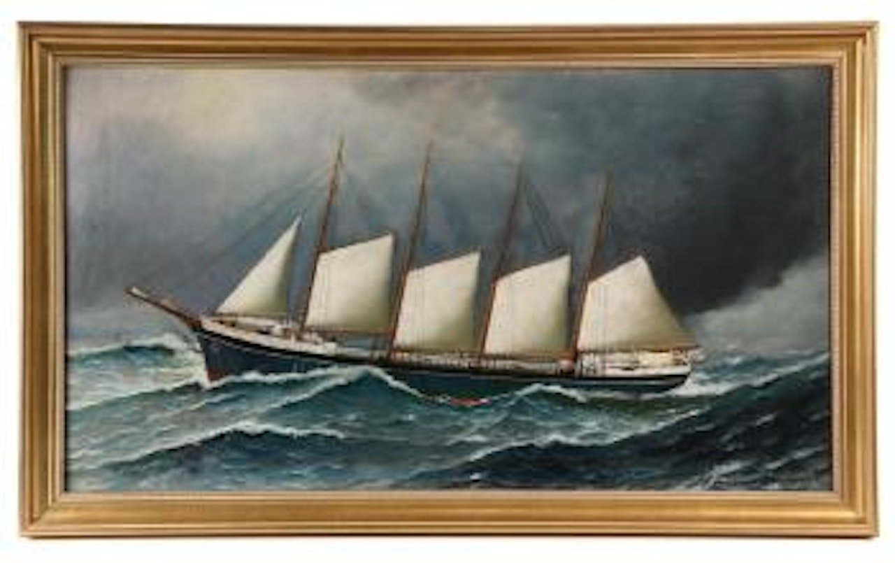 Portrait of Four-Mast Schooner Madruogada by Antonio Jacobsen