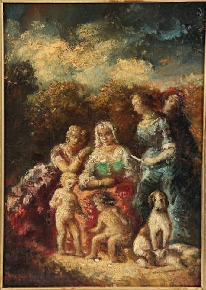 A Family Group by Adolphe Monticelli