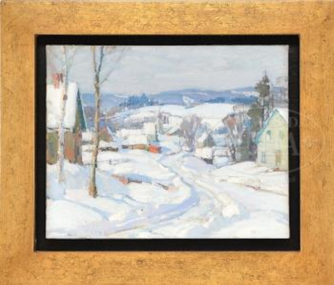 Winter village scene by Aldro Thompson Hibbard