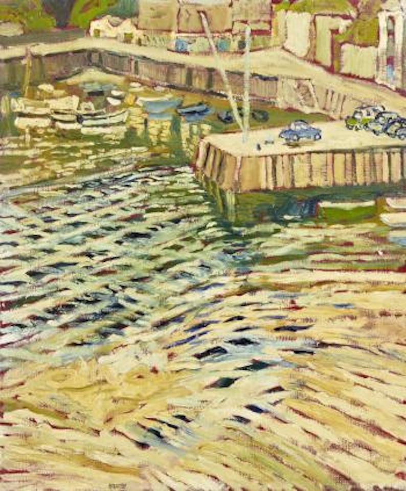 A fishing harbour by John Bratby