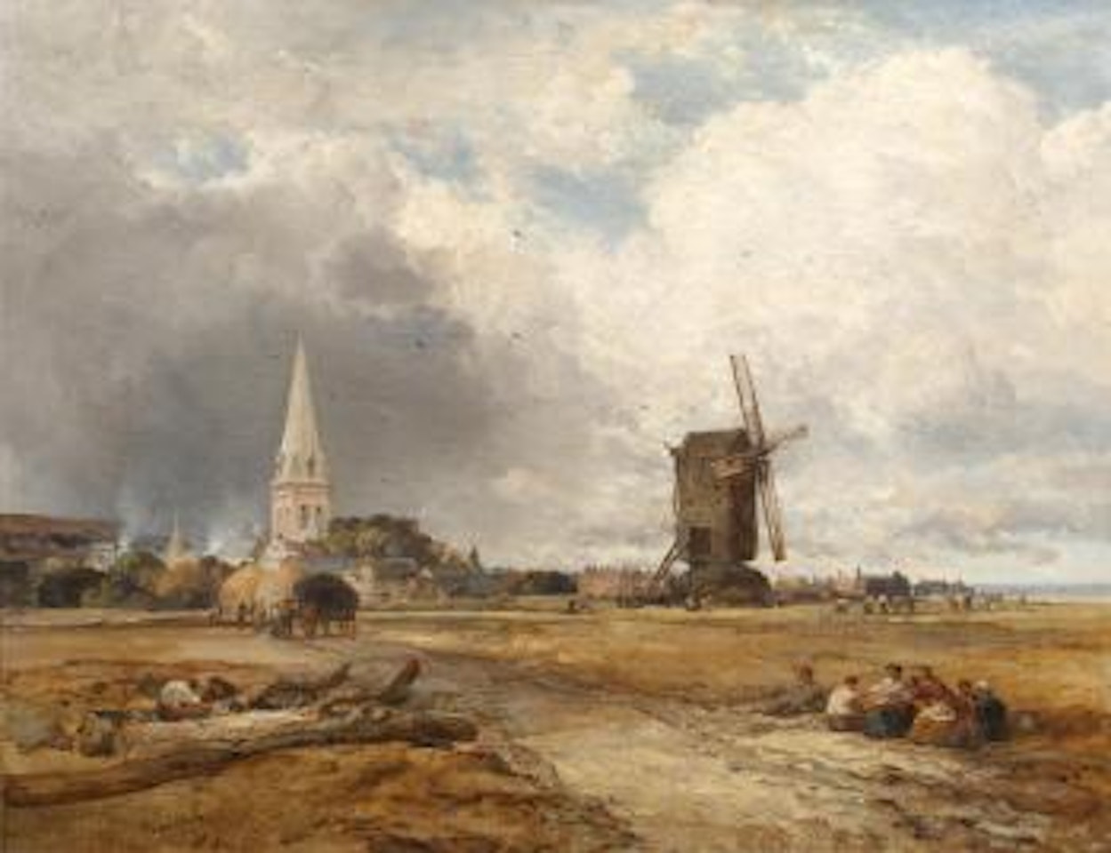 View of Heene, Sussex, with church and mill by James Webb