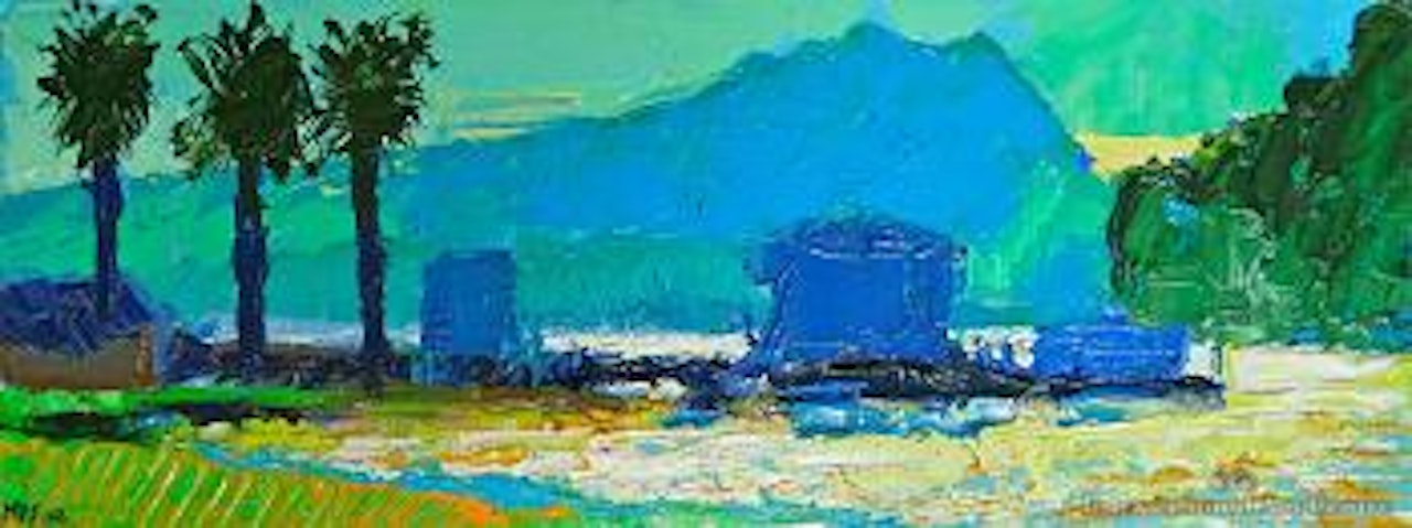 Whitianga Warf and three palms by Michael Smither