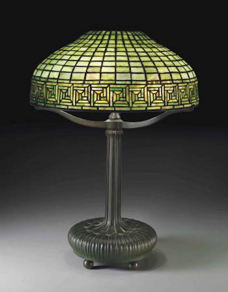 A Greek Key table lamp by Tiffany Studios
