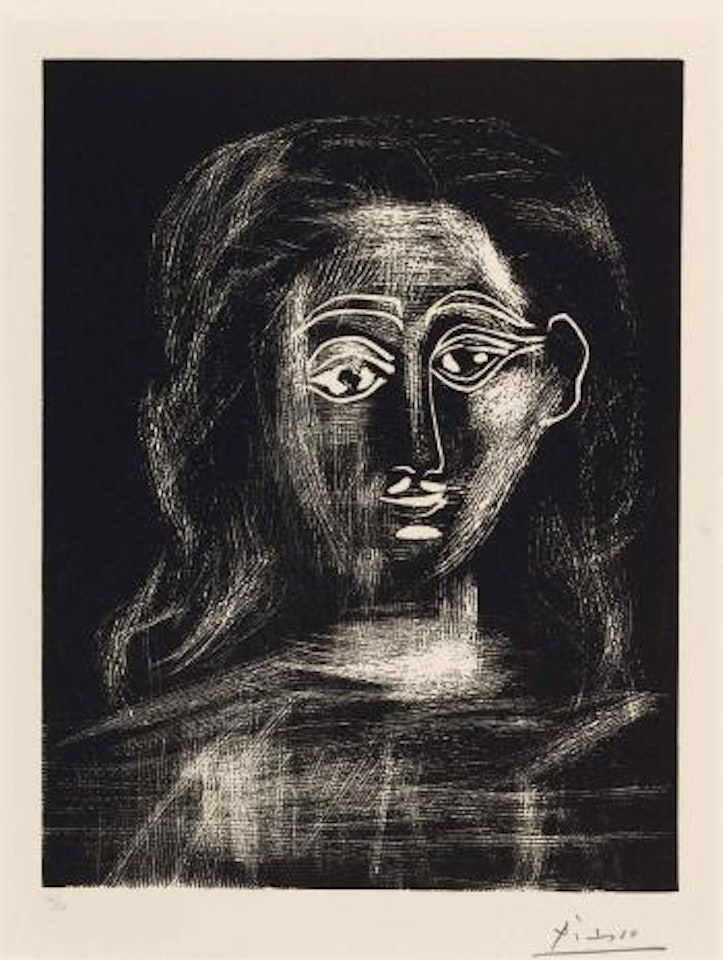 Jacqueline aux cheveux flous, en buste (B 1091; Ba 1295) by Pablo Picasso