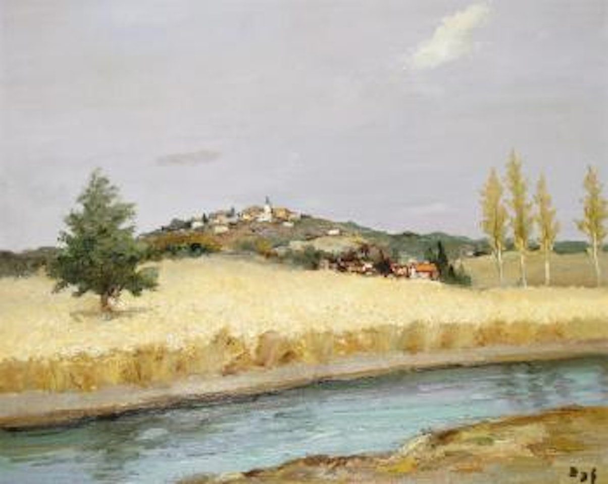 River and village in Provence by Marcel Dyf