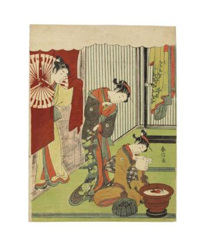 Interrupting courtesans reading a letter by Suzuki Harunobu