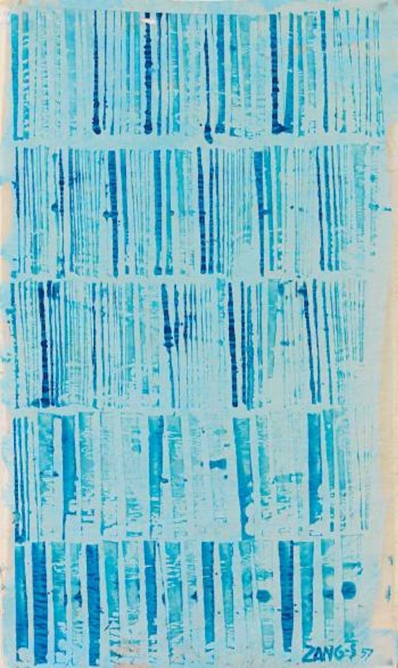 Scheibenwischerbild in Blautönen by Herbert Zangs