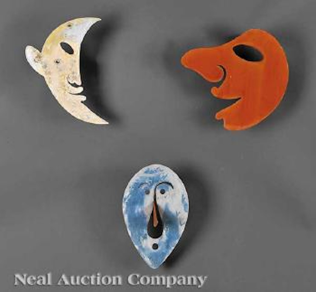 Moon Mask. Red Smiling Mask. Blue Mask with Orange Nose by Alexander Calder