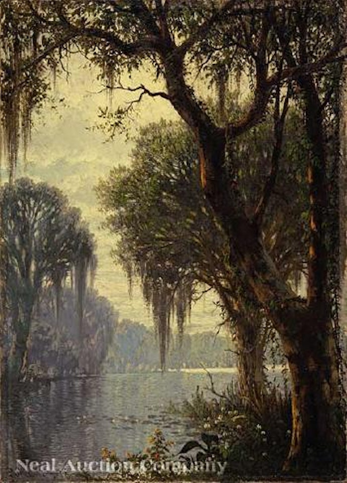 Bayou View With Trumpet Vine And Wildflowers by Joseph R. Meeker