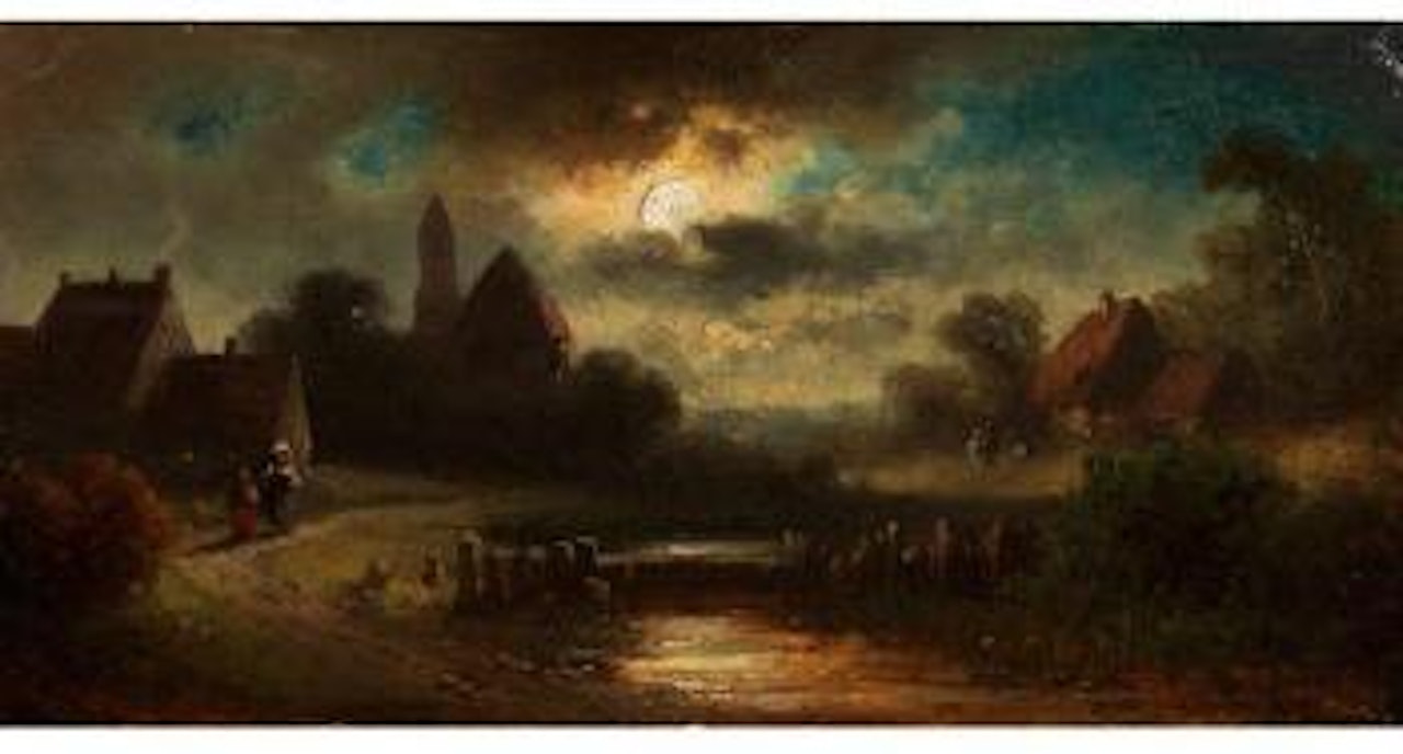 Dorfansicht In Der Abenddämmerung by Anton Doll