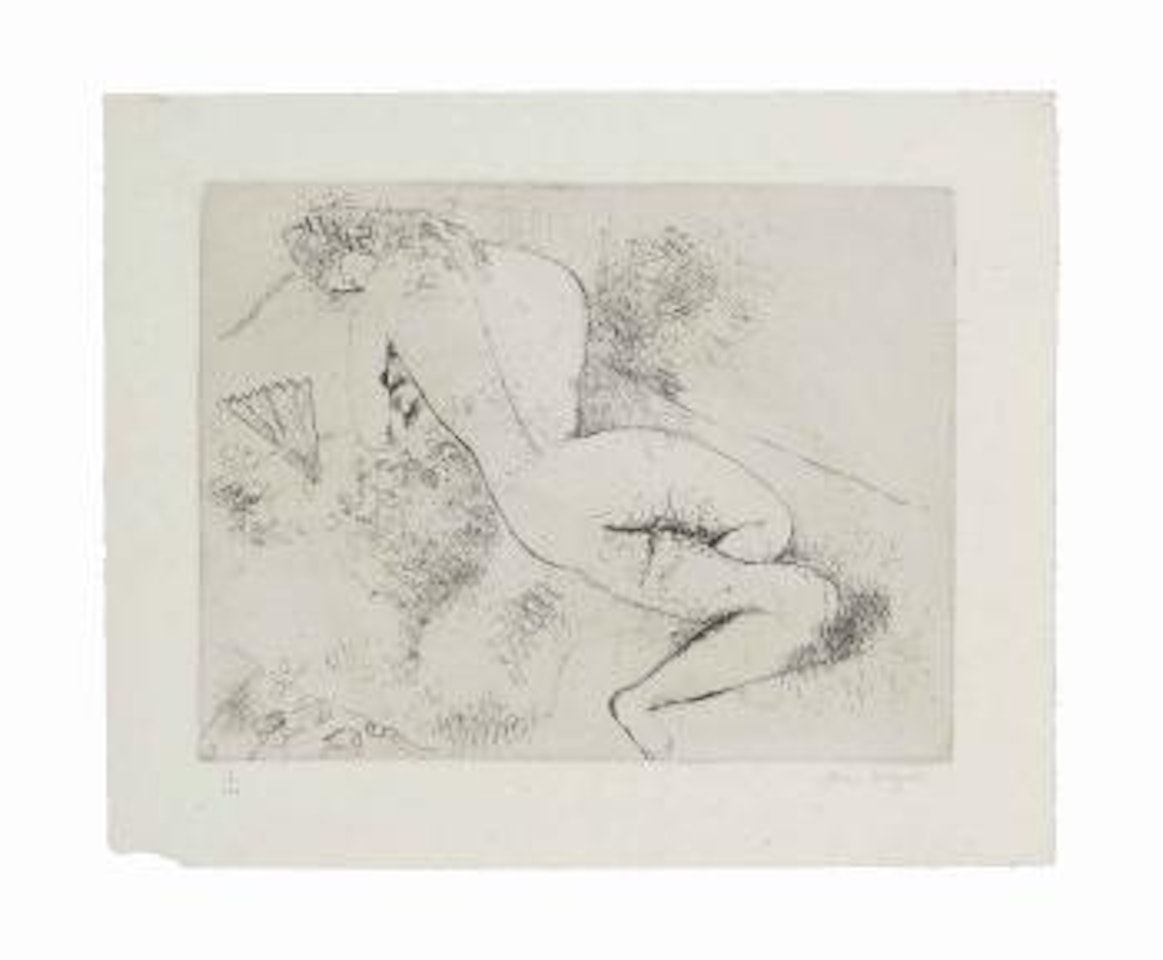 Akt mit Fächer, from: Le Portefeuille des Peintres-Graveurs Indé pendant pour 1925 (Kornfeld 39; see Cramer Books 4) by Marc Chagall