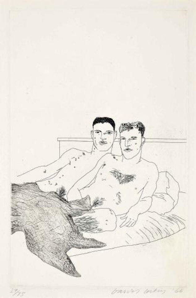 The Beginning, Plate 9 from: Illustrations for Fourteen Poems by C. P. Cavafy (Scottish Arts Council 55) by David Hockney