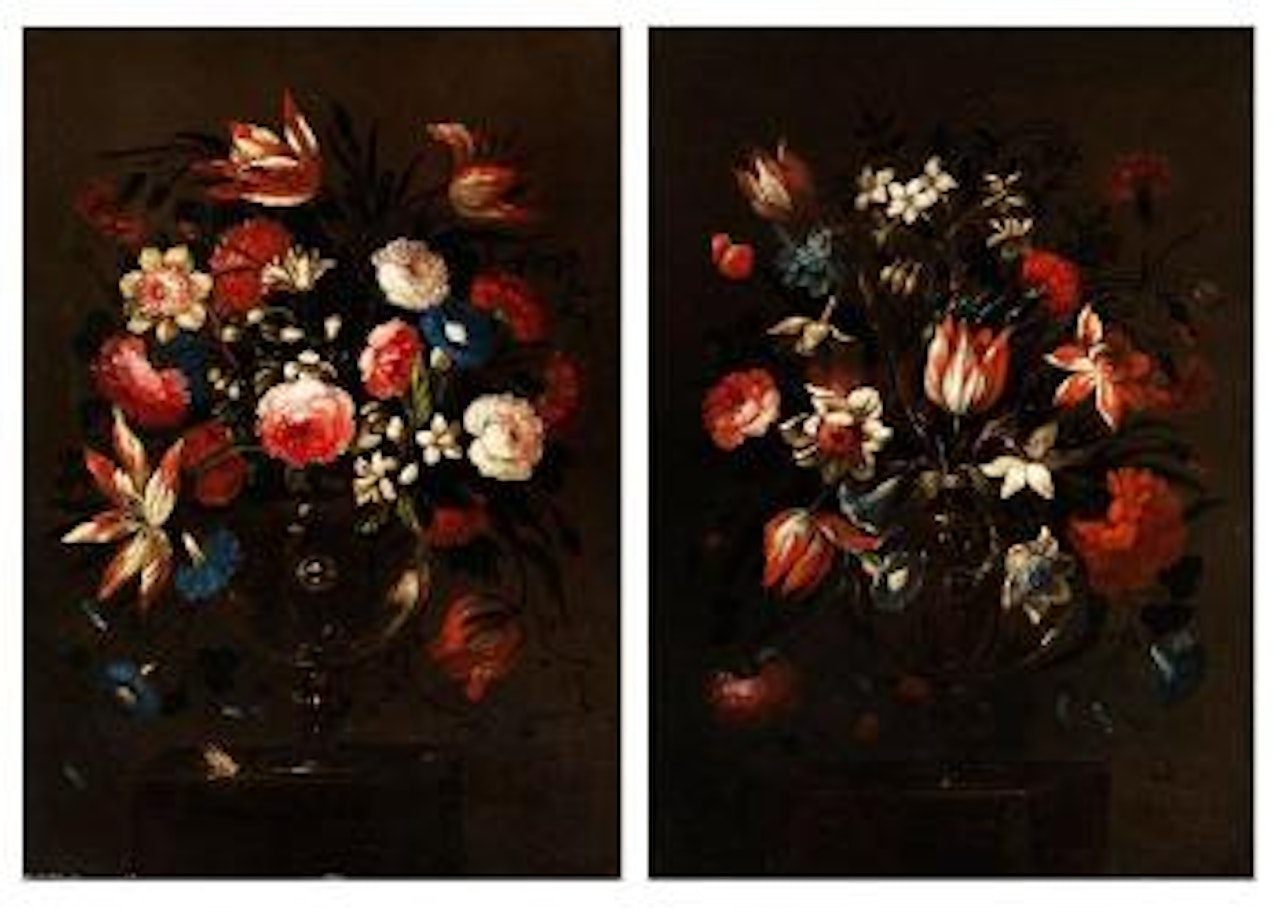 Paar Blumenstilleben by Jose de Arellano by Juan de Arellano