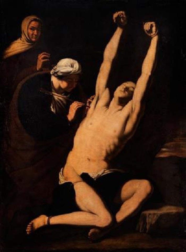 Die Wundpflege des Heiligen Sebastian durch die Heilige Irene (Tradierter Titel: San Sabastiano curato da Sant'Irene) by Jusepe de Ribera