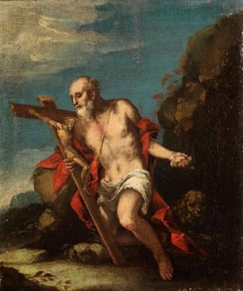 Der Heilige Hieronymus In Anbetung Des Kreuzes by Pietro Liberi