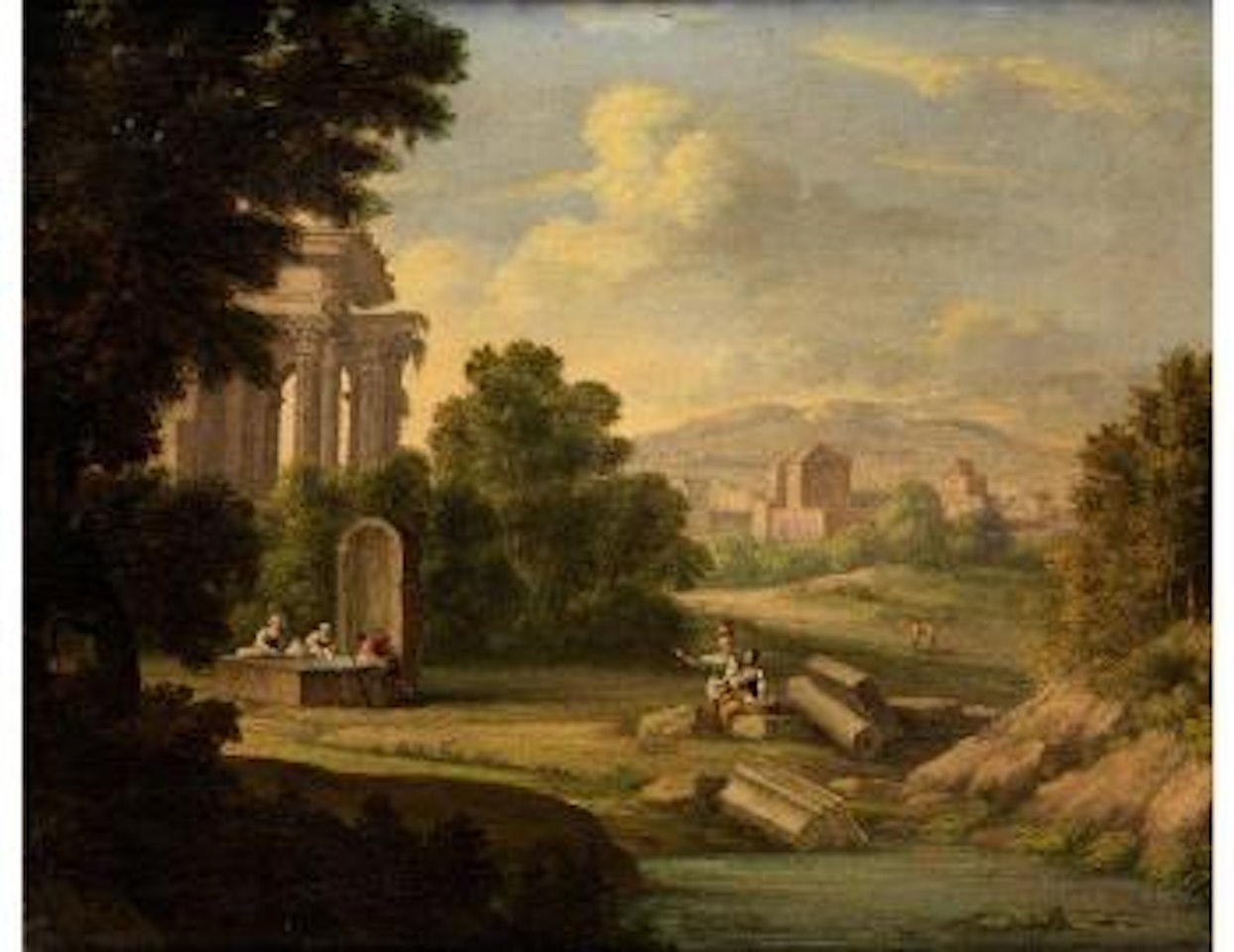 Arkadische Landschaft Mit Antiken Ruinen Und Figurenstaffage by Francesco Zuccarelli