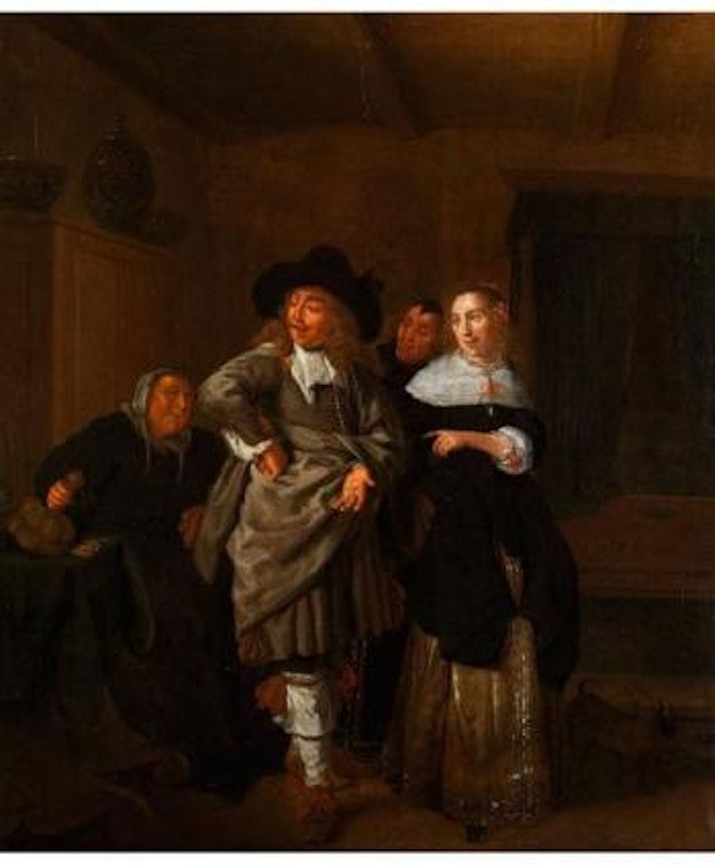 Eleganter Herr In Einem Innenraum, Umgeben Von Drei Frauen by Jan Miense Molenaer