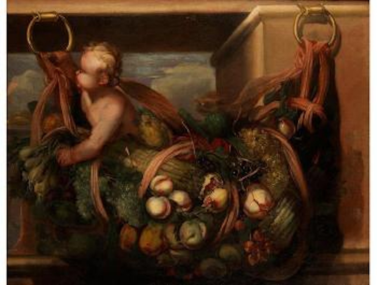 Früchte- Und Gemüsestilleben Mit Einem Putto by Italian School