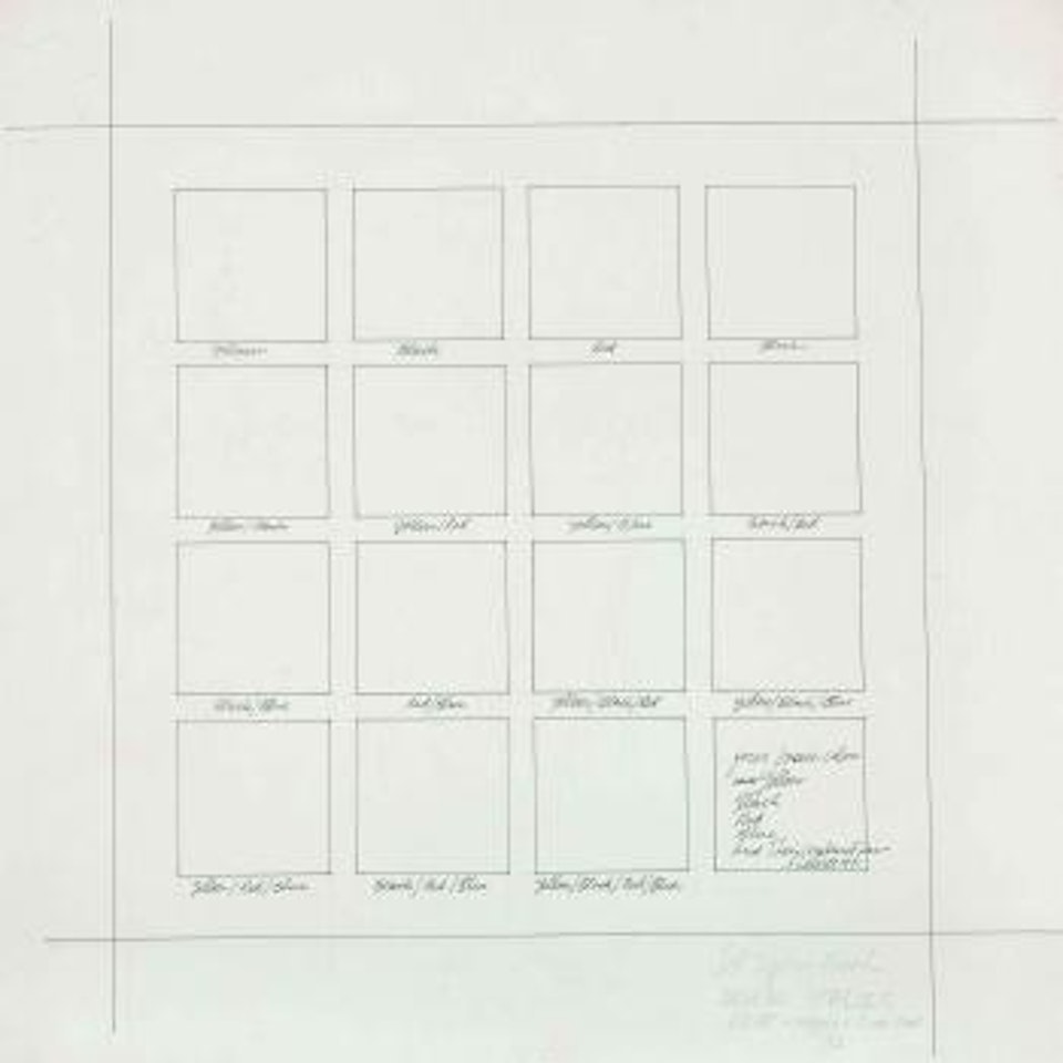 Four Basic colors, Yellow, Black, Red, Blue, And Their Combinations by Sol LeWitt