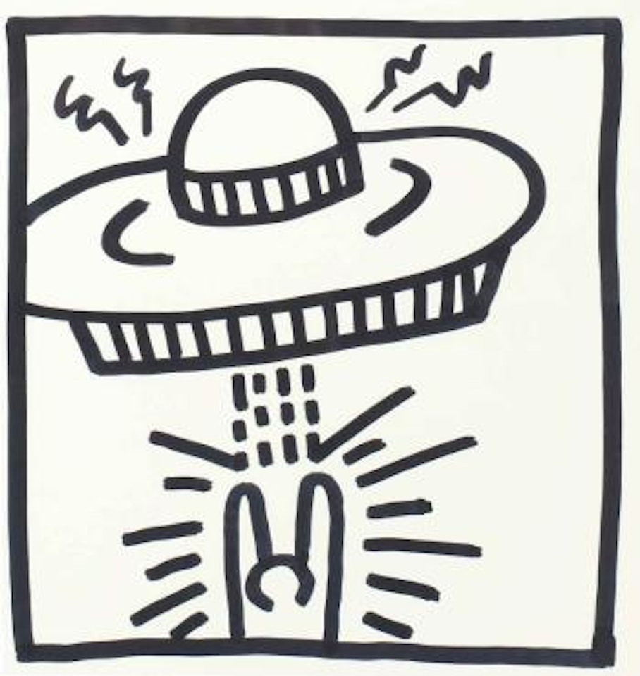 Untitled (Man with UFO) by Keith Haring