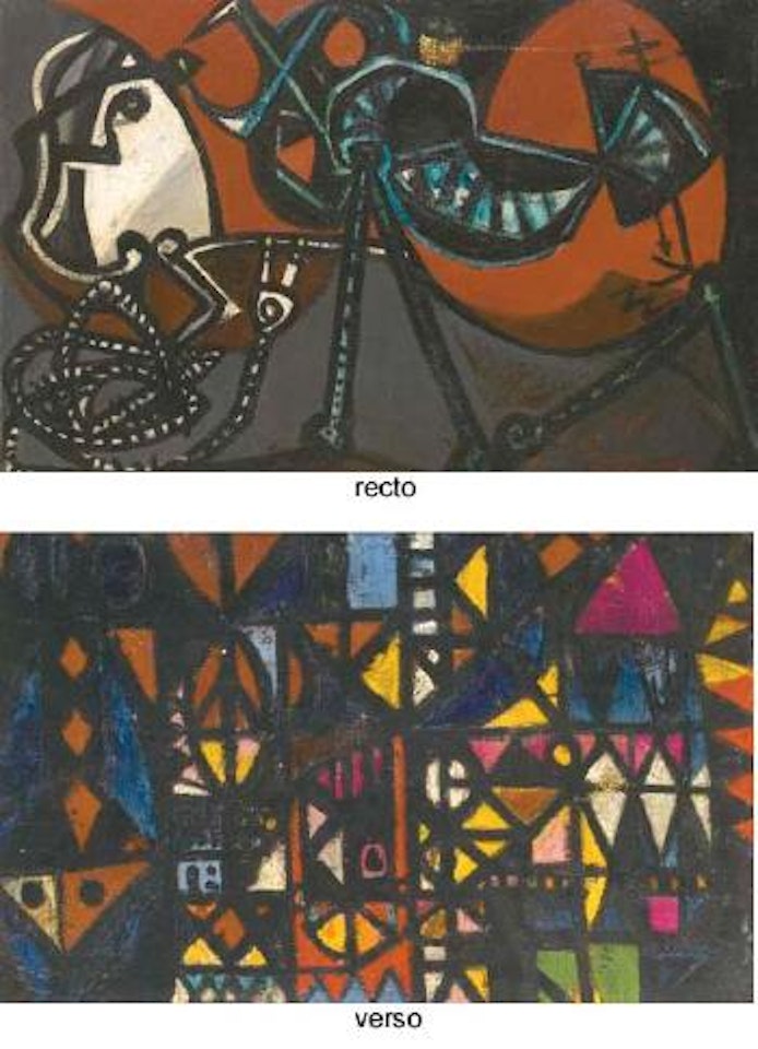 Combat de gladiateurs (recto); Composition (verso) by Oscar Dominguez