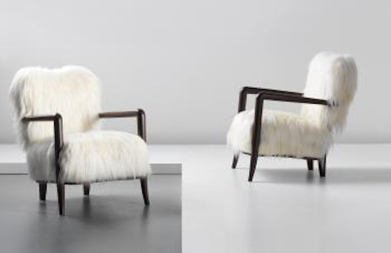 Pair of Trefle armchairs, commissioned by the Legation de France, Helsinki by Jean Royere