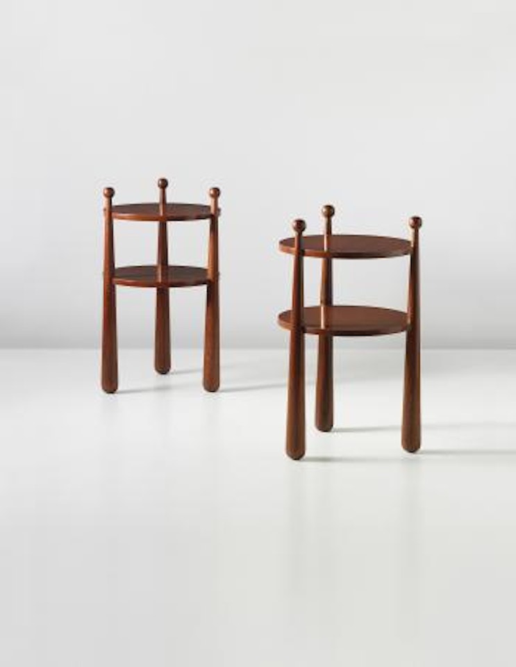 Pair of very rare 'Quille' bedside tables, commissioned by Mr and Mrs Balsan, Paris by Jean Royere