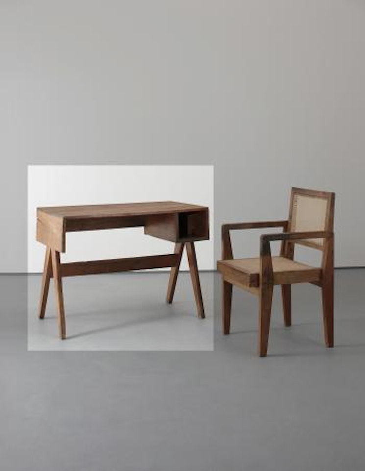 Student desk, model no. PJ-BU-08-D, designed for the University of Punjab by Pierre Jeanneret