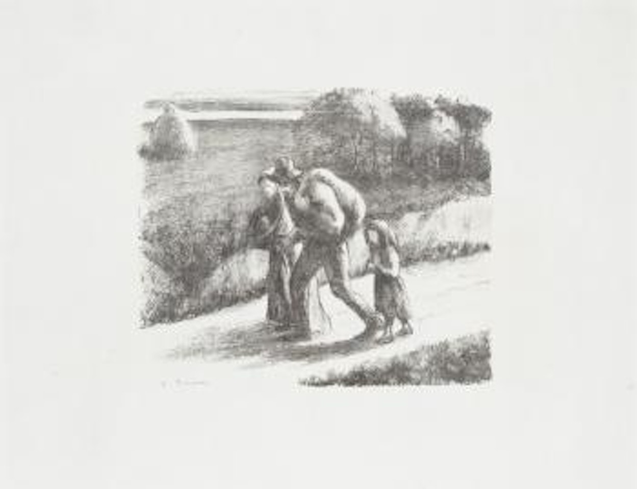 Les Trimardeurs (Delteil 154) by Camille Pissarro