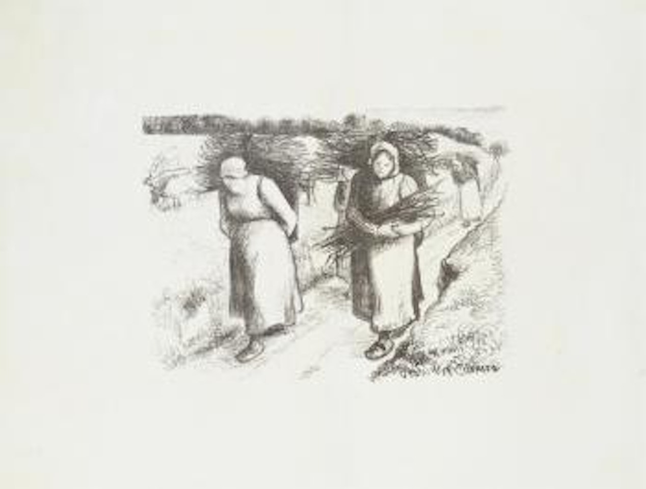 Paysannes Portant des Faggots (Delteil 152) by Camille Pissarro