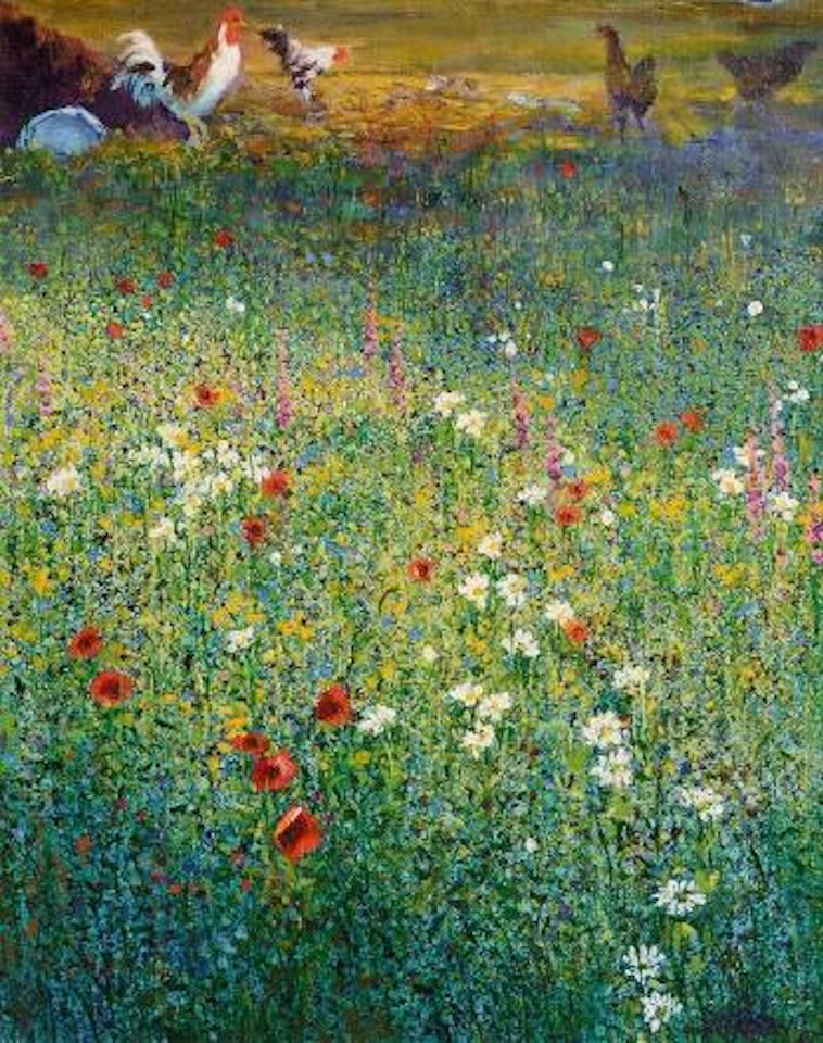 Cockerals in the meadow by Kenneth Webb