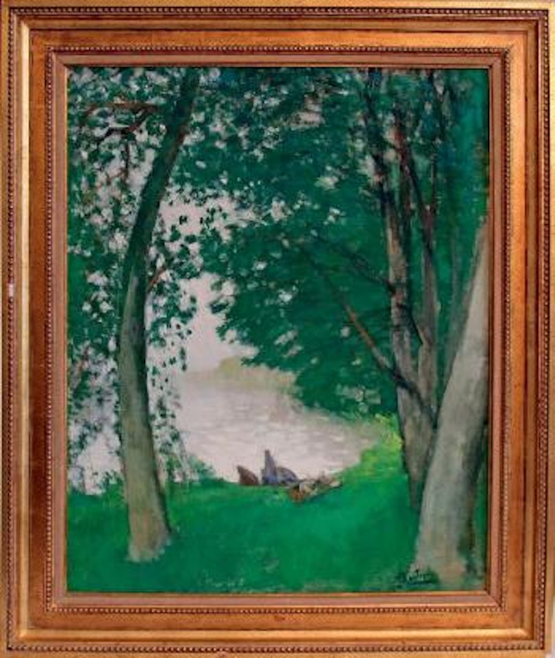 Paysage de bord d'étang by Pierre Eugène Montezin