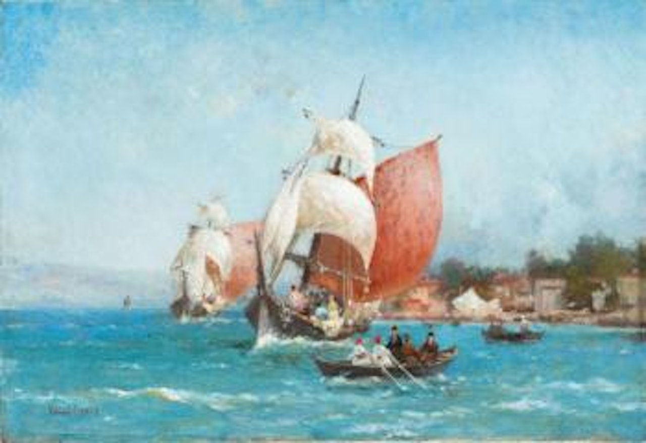 Caïques et voiliers sur les bords du Bosphore by Germain-Fabius Brest
