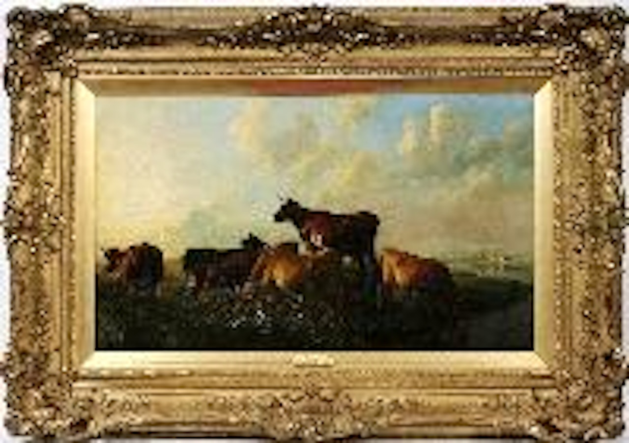 Pastoral scene with cows by Thomas Sidney Cooper