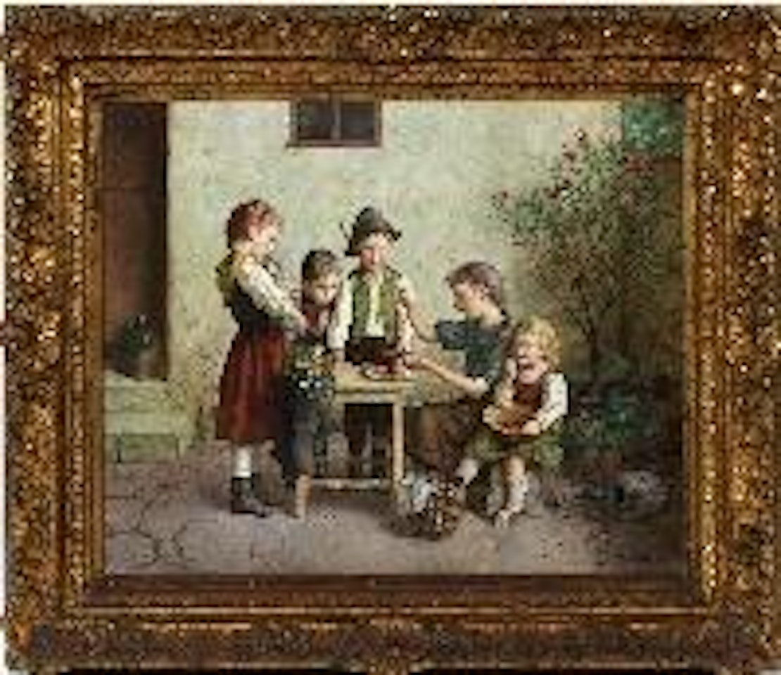 Children sharing cherries by Edmund Adler