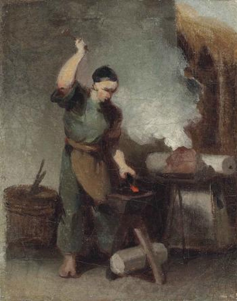 A Chinese Blacksmith at his Forge by George Chinnery