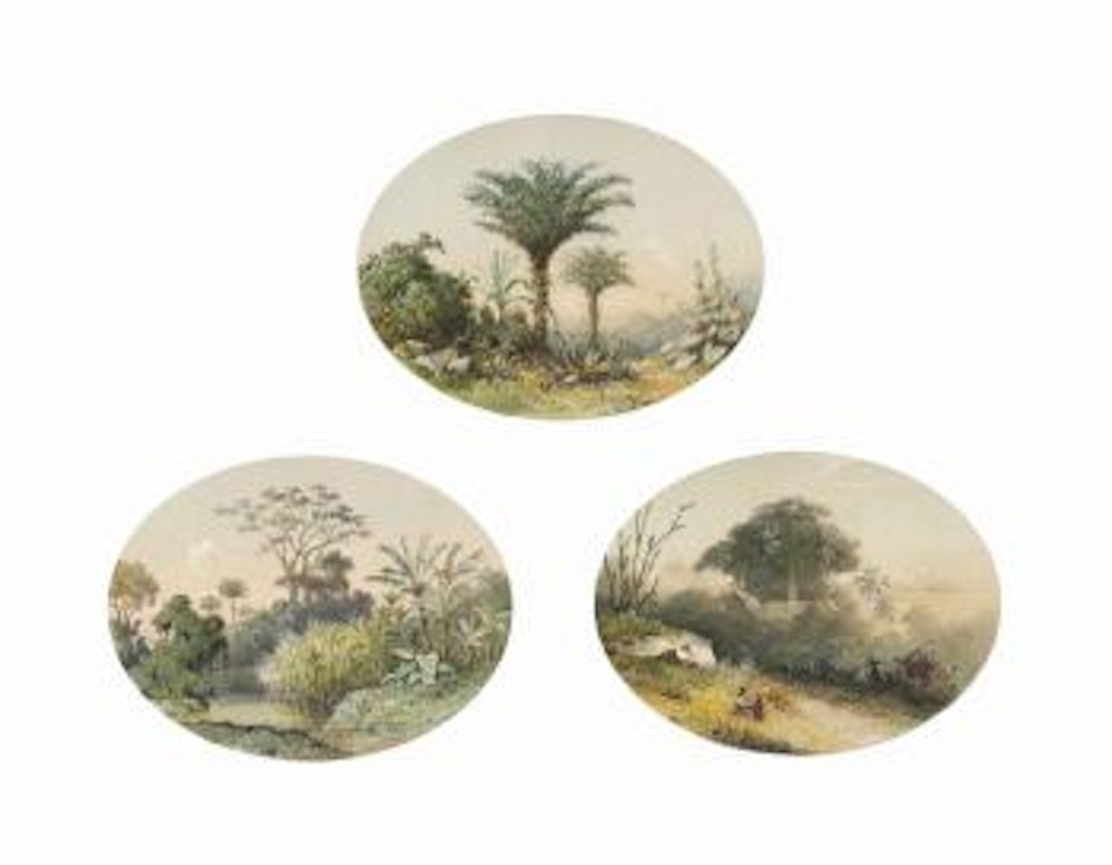 On the Siparia River; Souvenir of Laventille; and Landscape, Trinidad by Michel J Cazabon