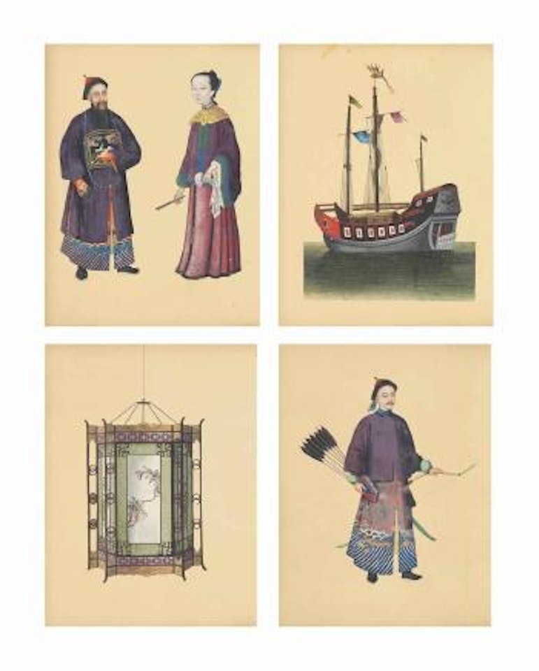 Chinese types and costumes, punishments, gods, boats and lanterns by Tingqua