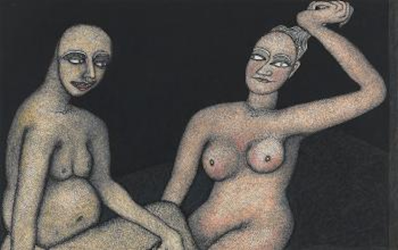 Woman and the masked man by Jogen Chowdhury