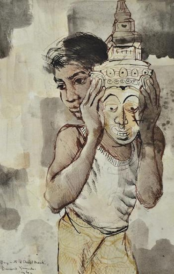 Boy with a devil mask, Ceylon by Donald Stuart Leslie Friend