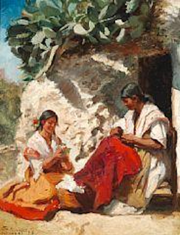 Søndag Morgen udenfor en Ghitanabolig i Granada. Sunday morning outside a Gypsy's house in Granada. Study by Peder Severin Kröyer