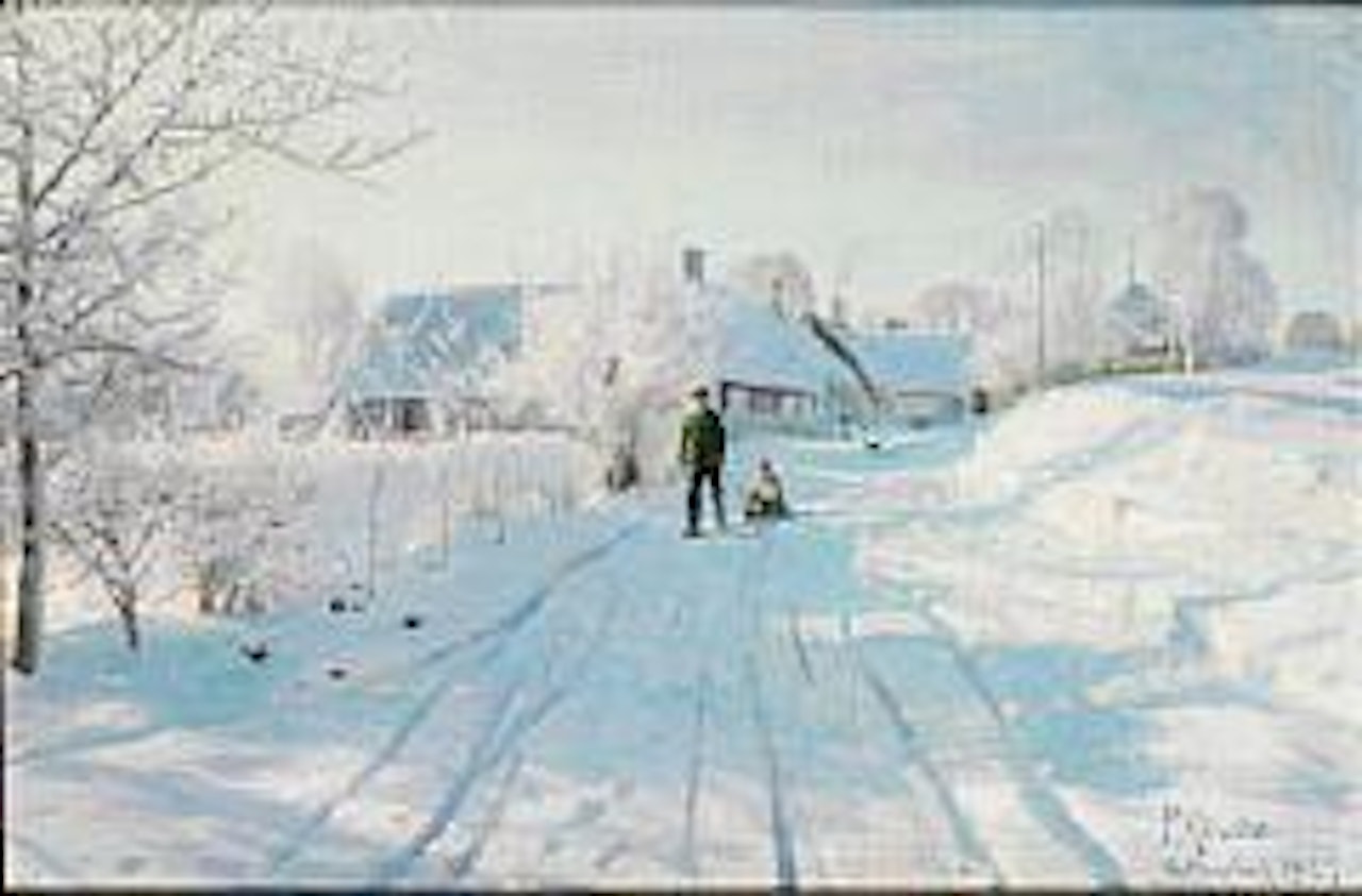 Vintermorgen med Rimfrost. Indkørslen til Vallensbæk. Winter morning with hoar frost at the driveway to Vallensbæk by Peder Mork Monsted