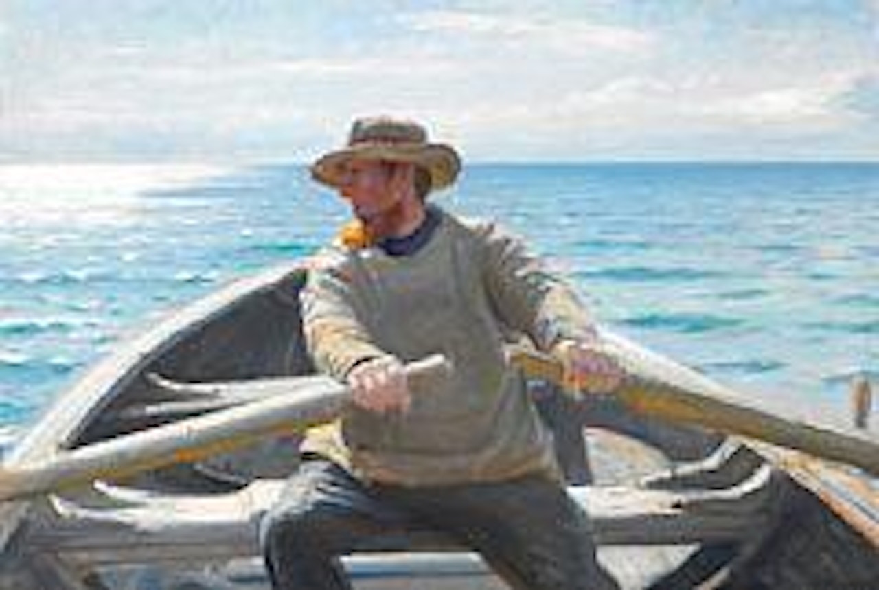 Fisker, der roer. A rowing fisherman by Michael Ancher