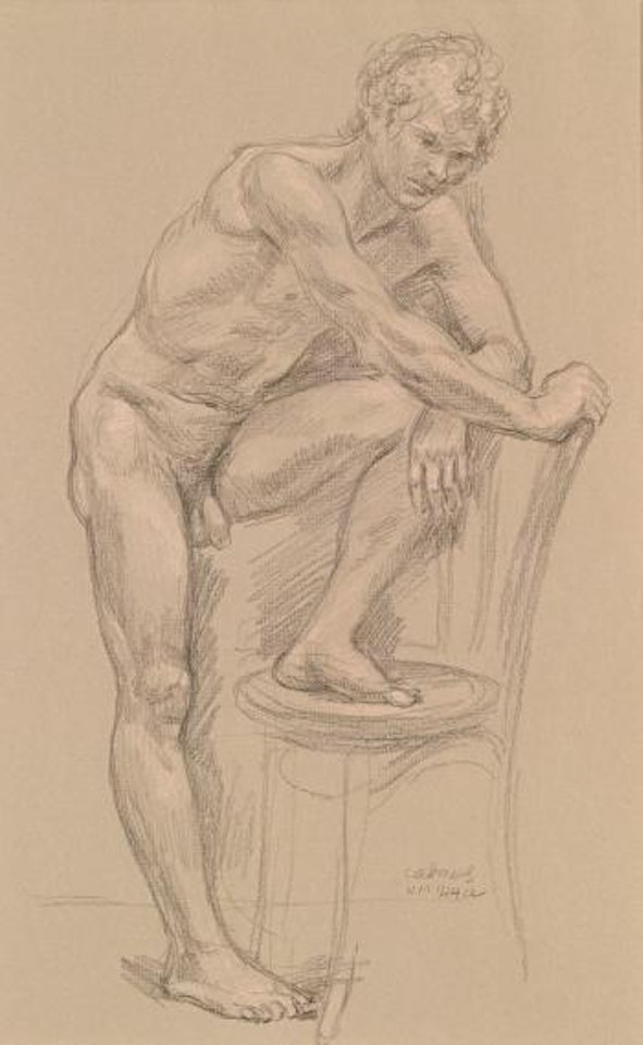 Male Nude #NM 144 A (Preliminary Study For NM 144) by Paul Cadmus