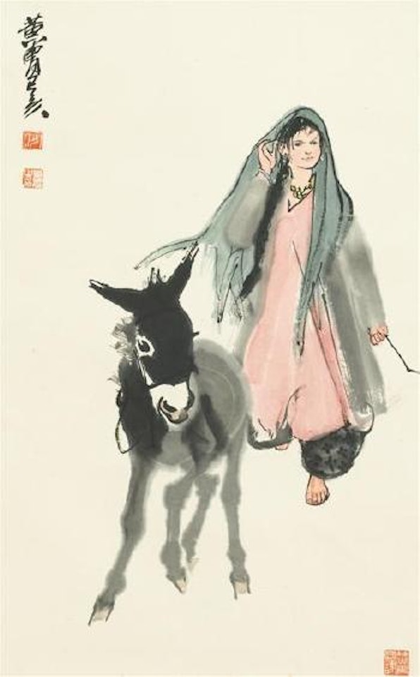 Donkey and girl by Huang Zhou