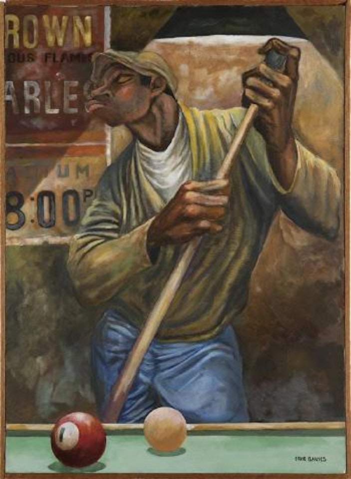 Untitled (Chalking the cue stick) by Ernie Barnes
